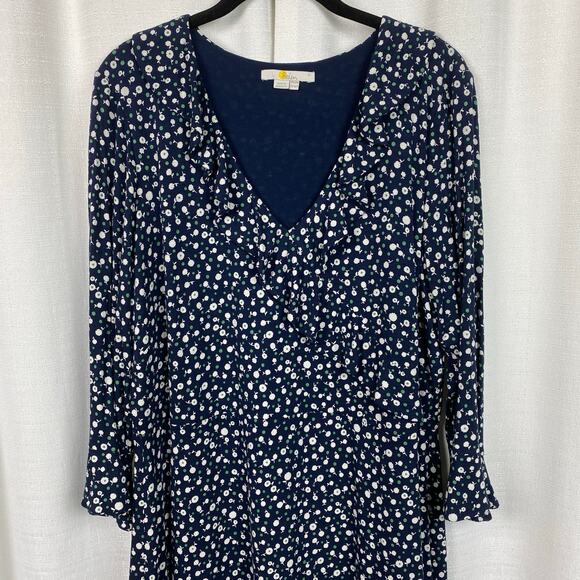 Boden Blue Daisy Print Michaela Ruffle Wrap Dress Sz.16R - Picture 8 of 16